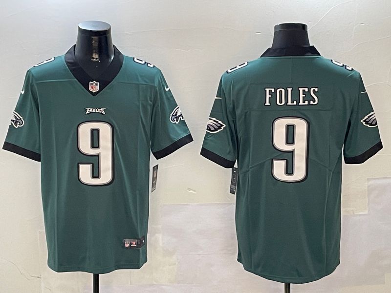 Men Philadelphia Eagles #9 Foles Green Second generation 2024 Nike Limited NFL Jersey style 4